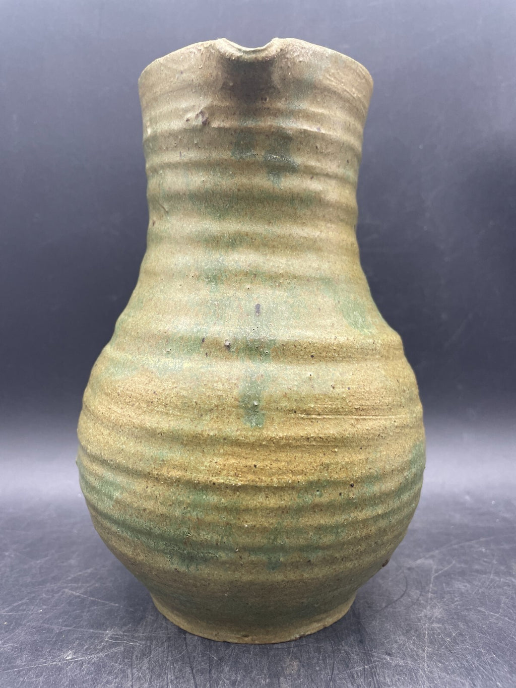 Vintage Studio Pottery Vase Pitcher Signed by Carmon - Handmade Earth Tone 7.5"