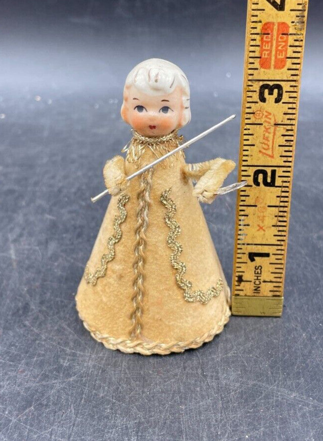 Vintage Cardboard Ceramic Head Primitive Angel Putz Figurine Christmas Ornament