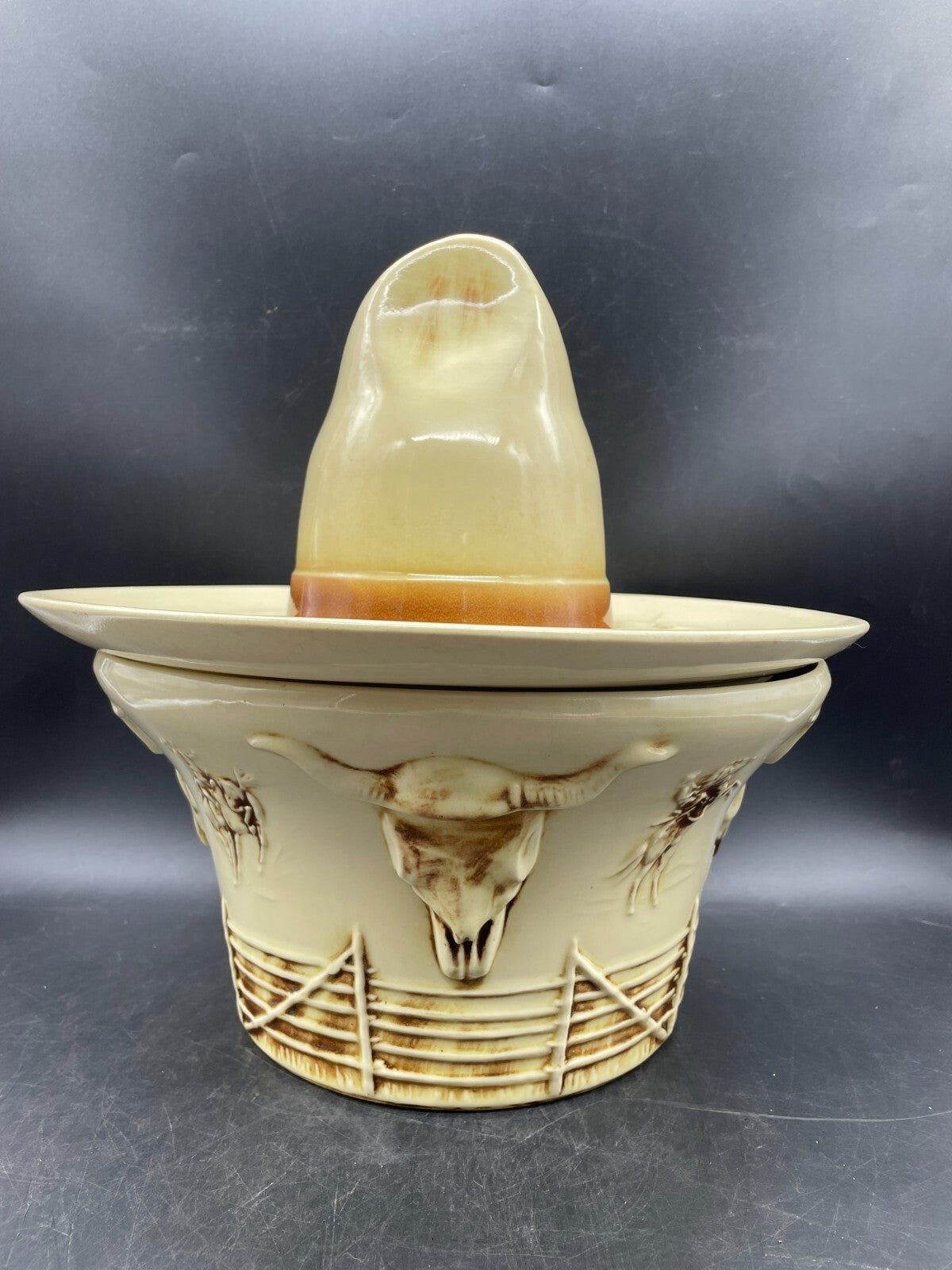Vintage 1960 McCoy El Rancho Sombrero Serve All Chip & Dip Bowl - USA