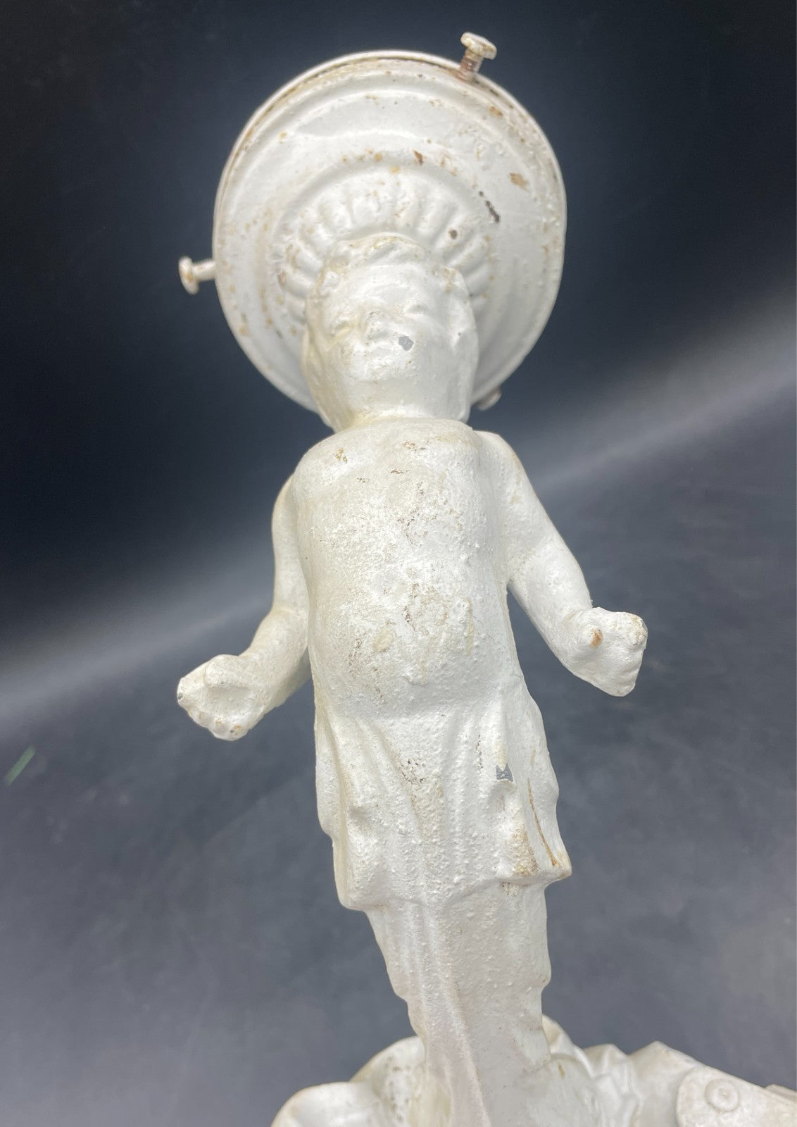 Antique Cherub Angel Wall Sconce Lights - Cast Metal Pair 15" Tall