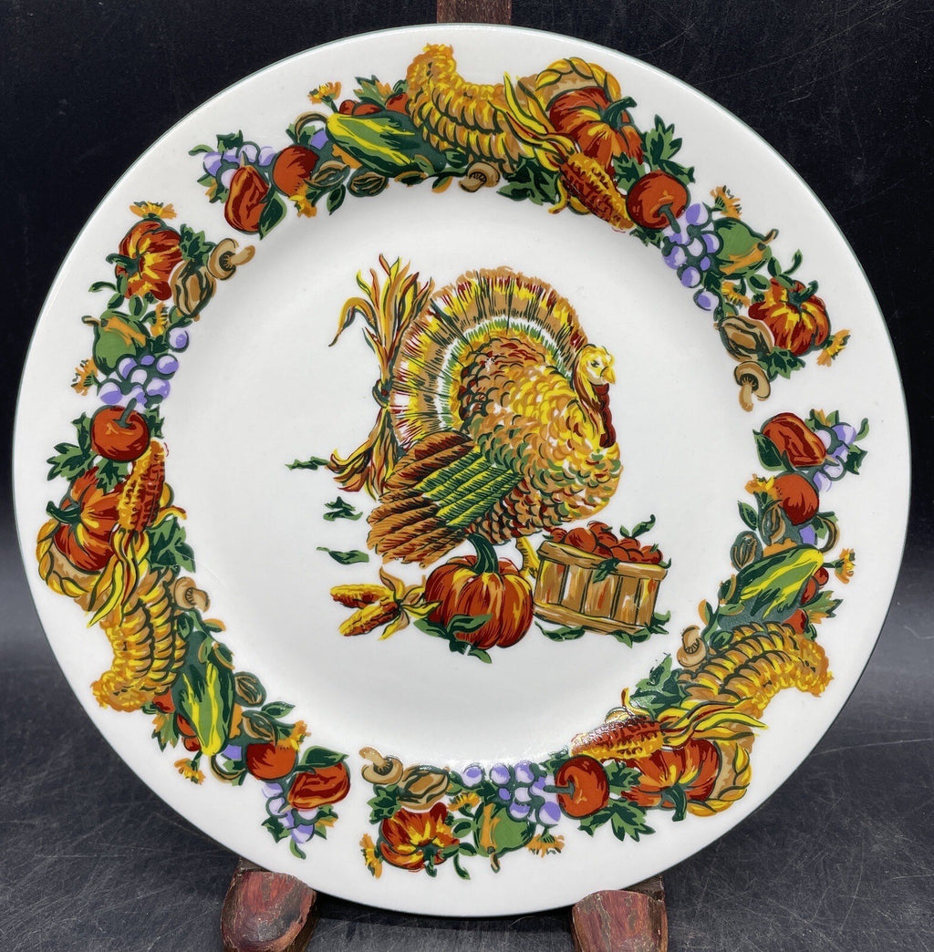 Pilgrim's Harvest Turkey Dinner & Salad Plate Set — American Atelier Thanksgiving