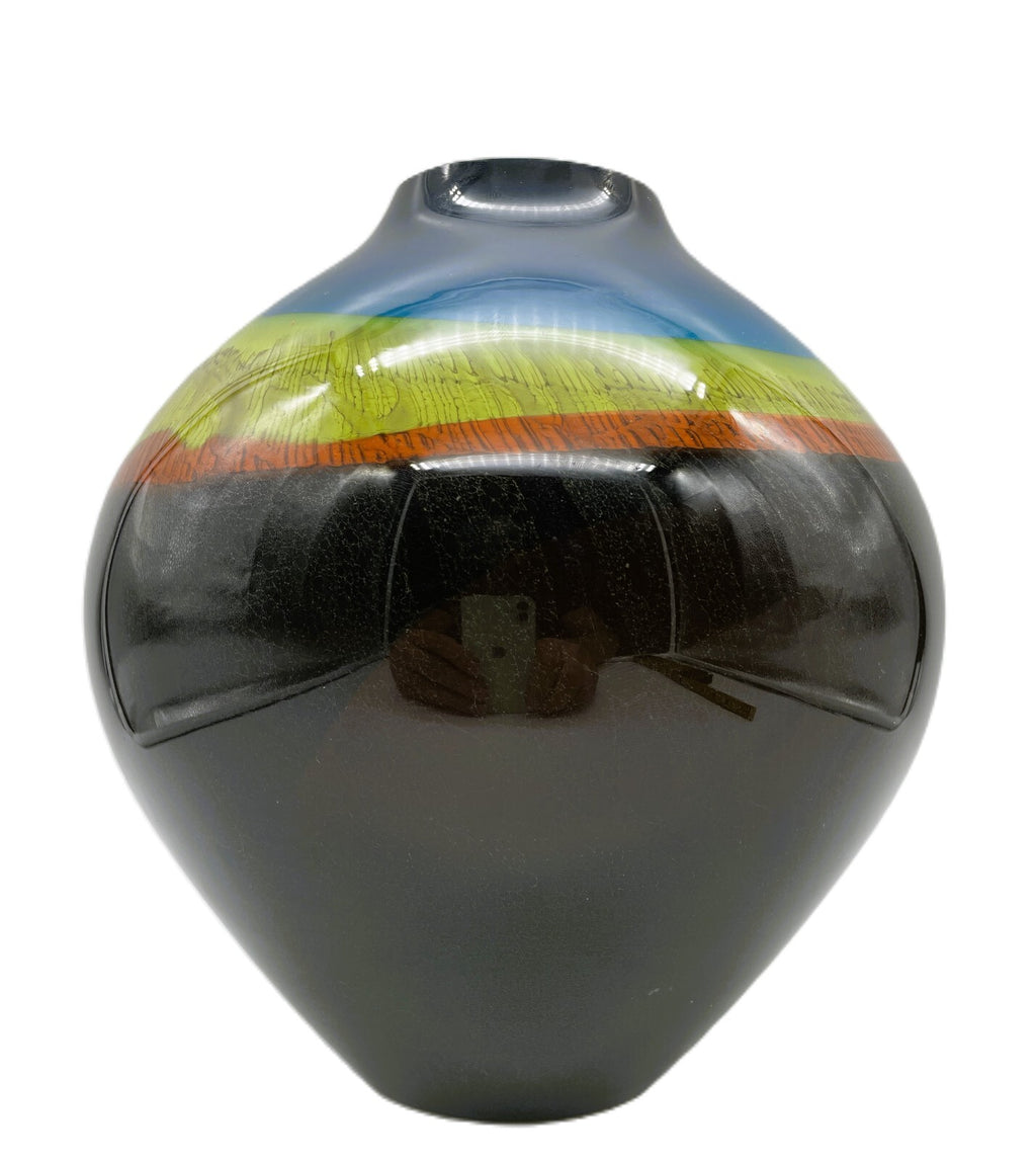 Ronald Guy Corrie Signed Studio Art Glass Vase - Hand Blown 8.5" Tall