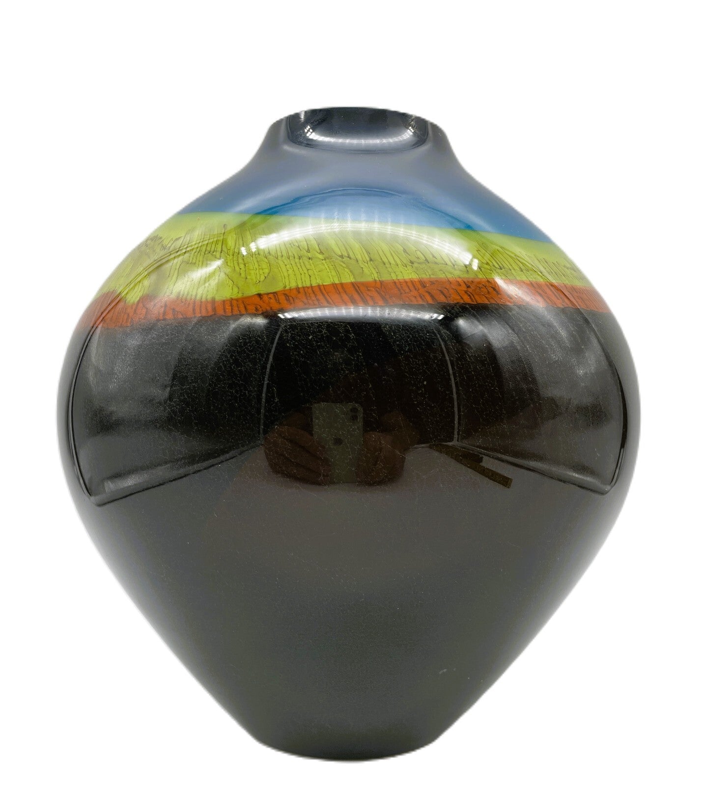 Ronald Guy Corrie Signed Studio Art Glass Vase - Hand Blown 8.5" Tall