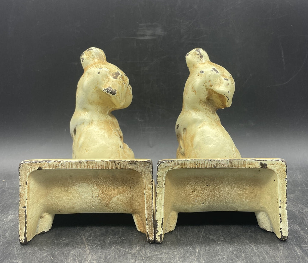Antique Littco Cast Iron Puppy Bookends - 1920s Littlestown Foundry PA