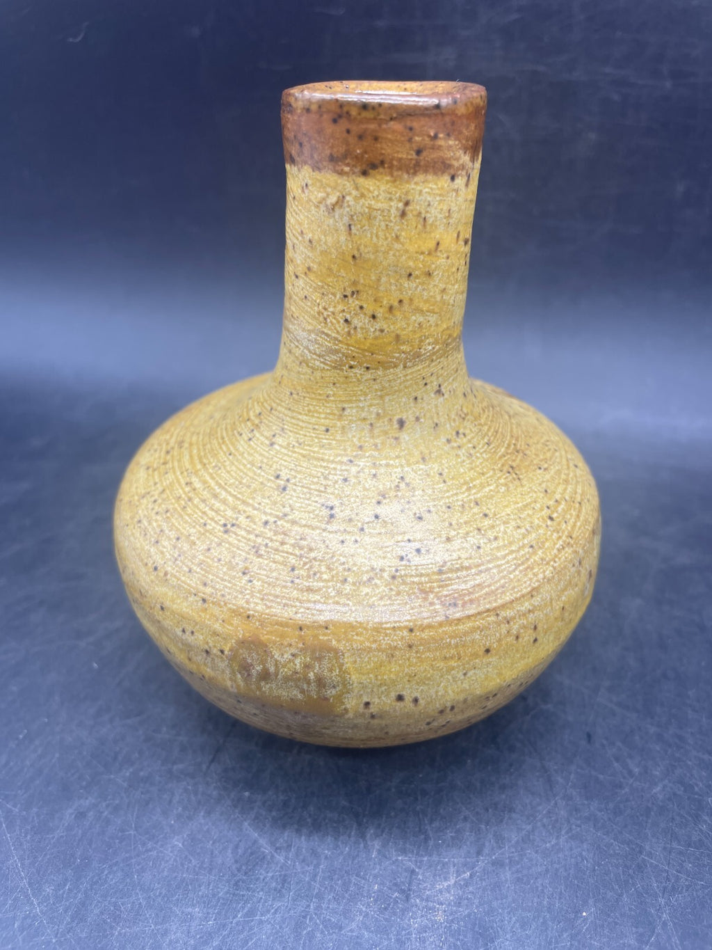 Signed Studio Art Pottery Vase - Neutral Beige Ceramic 4.5" Handmade