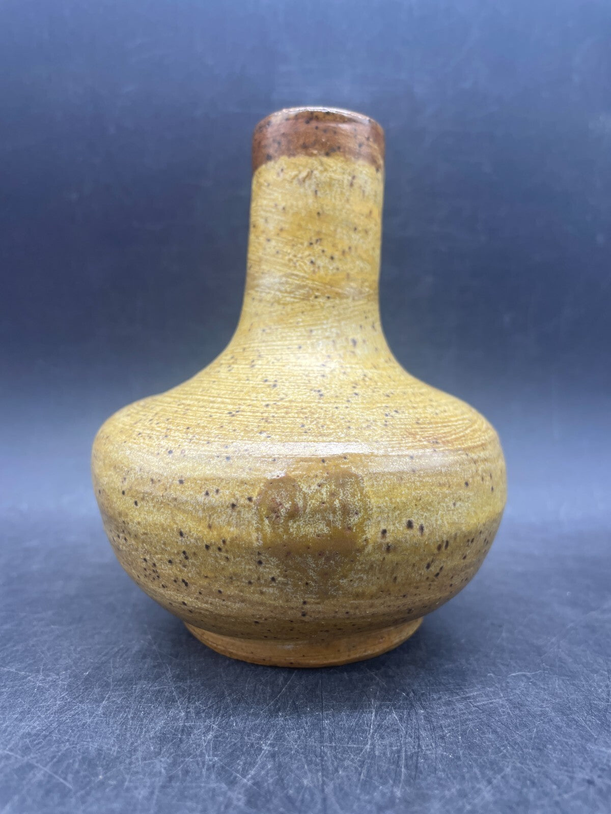 Signed Studio Art Pottery Vase - Neutral Beige Ceramic 4.5" Handmade