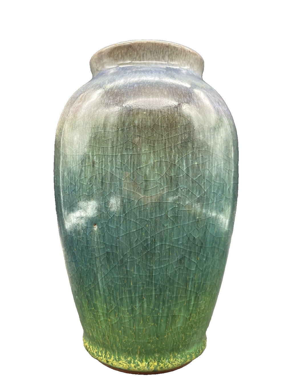 Paul Mort Signed Art Pottery Vase - 7" Vintage Multicolor Purple to Green