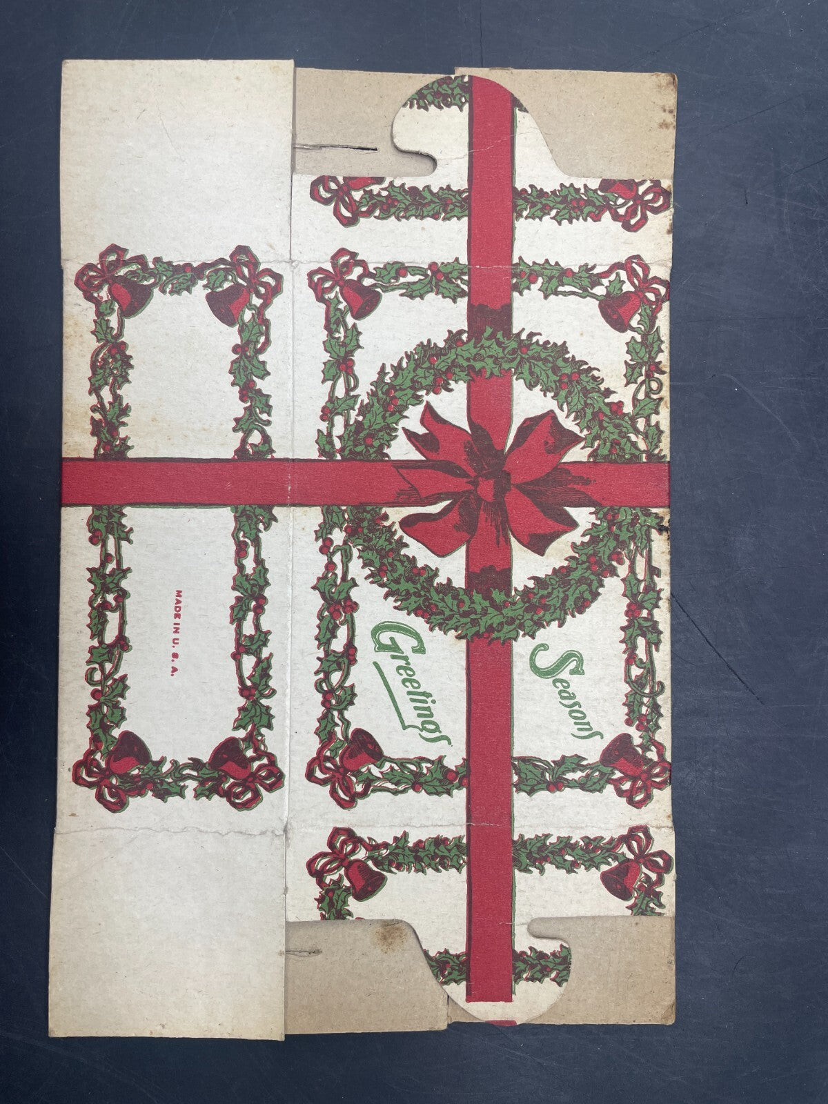 Vintage Christmas Candy Box - Holly Wreath Season's Greetings Holiday Decor