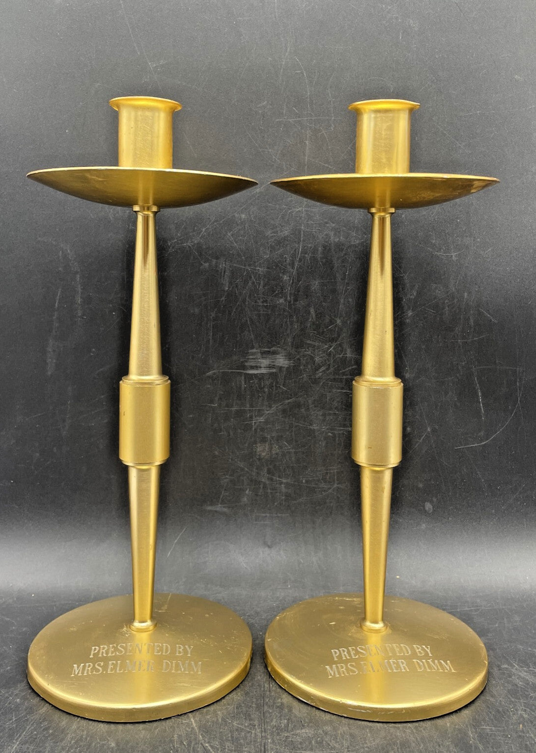 Vintage Brass Altar Candlesticks Pair - Handmade Church Candle Holders 12.25"