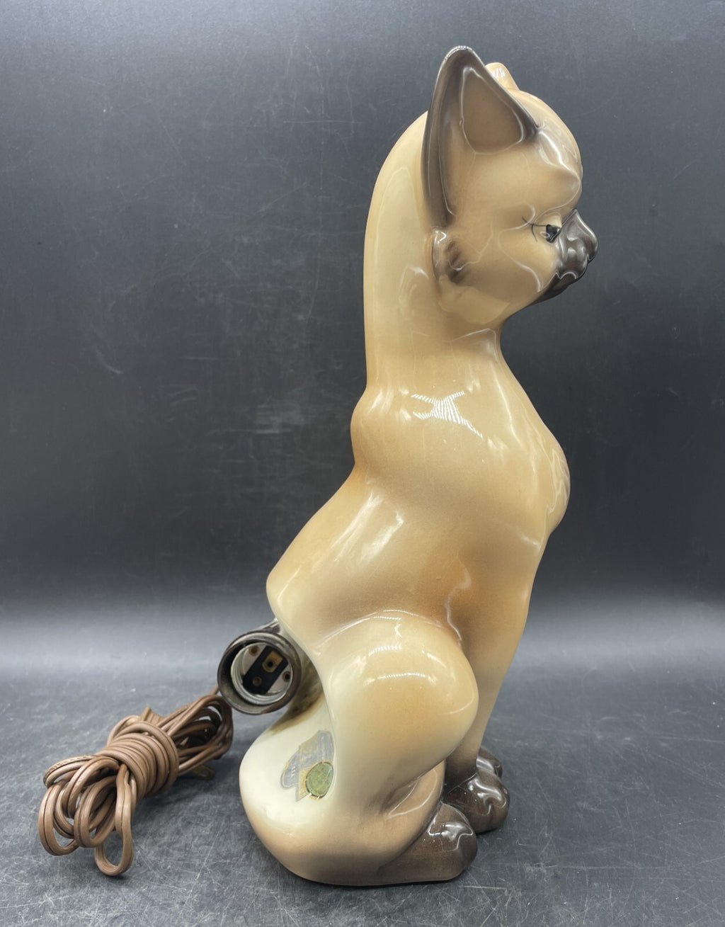Vintage 1950s Maddux of California Siamese Cat TV Lamp - Mid-Century Ceramic 12"
