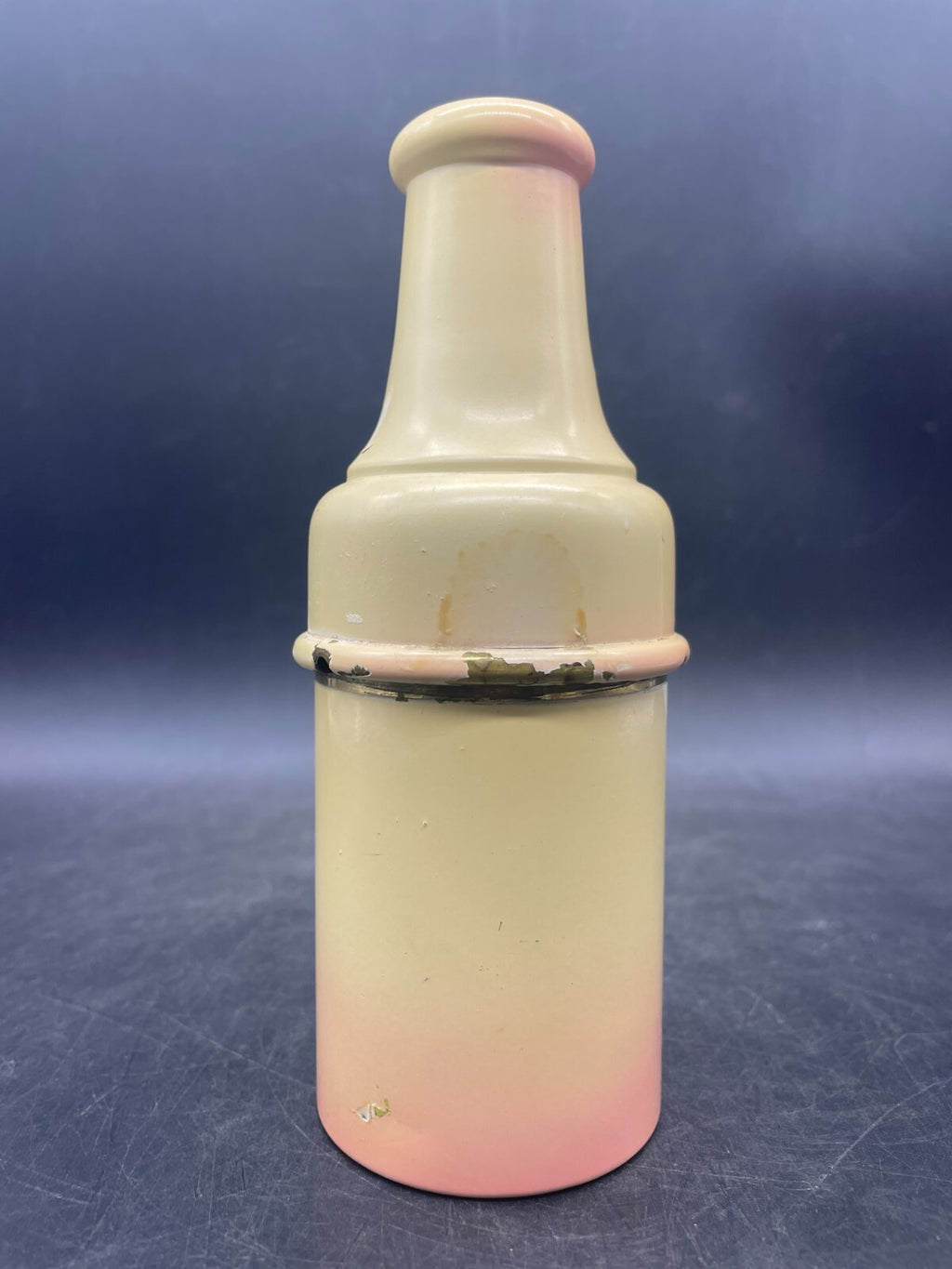Rare Antique European Glass Perfume Bottle with Enamel Travel Case