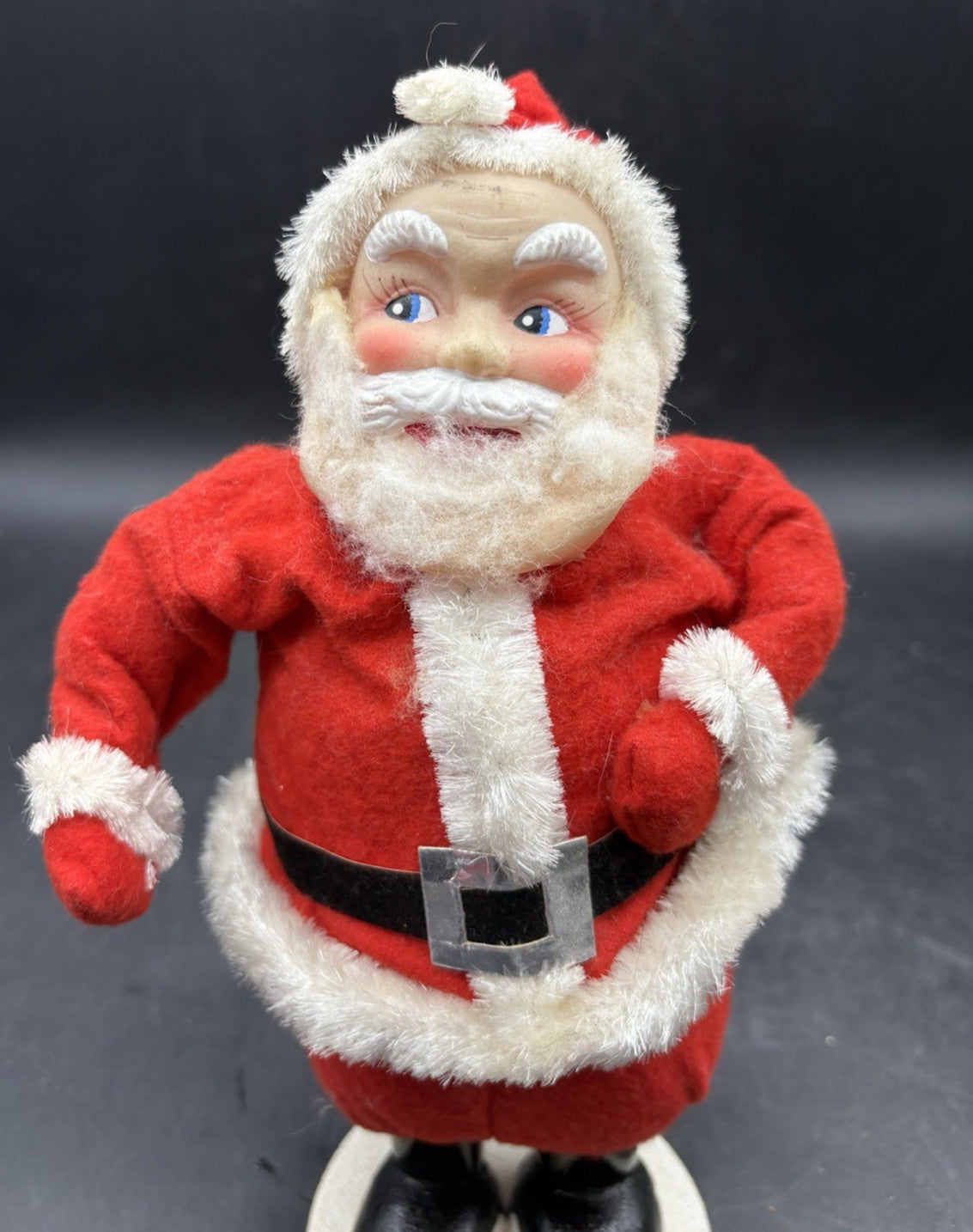 Vtg 50’s Rubber Face Santa Claus Figure Doll Felt Suit MCM Christmas Japan