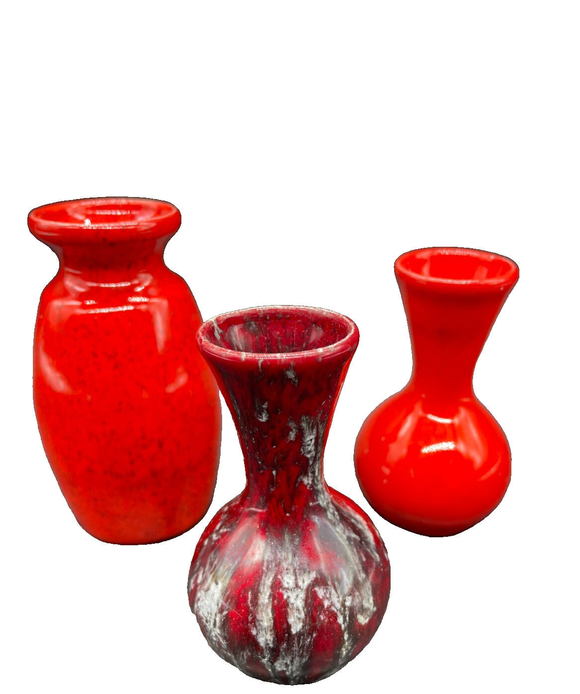YATES Mid-Century Miniature Art Pottery 3pcs Red 1960-70's