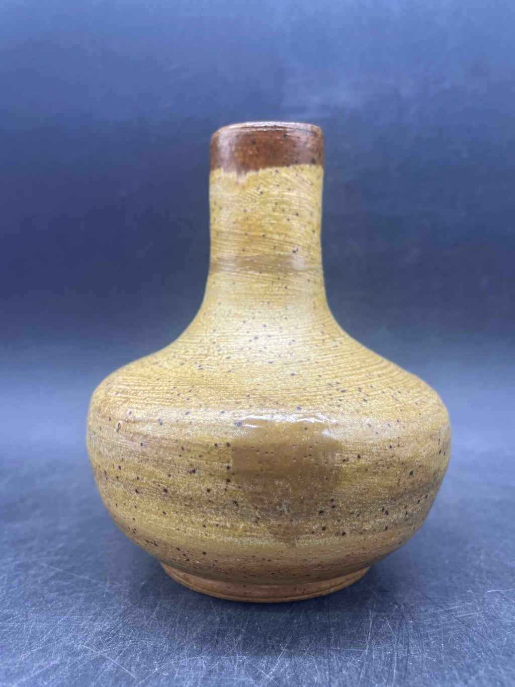 Signed Studio Art Pottery Vase - Neutral Beige Ceramic 4.5" Handmade
