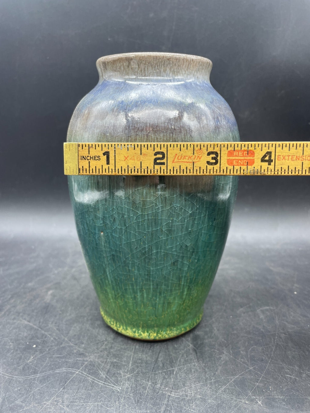 Paul Mort Signed Art Pottery Vase - 7" Vintage Multicolor Purple to Green