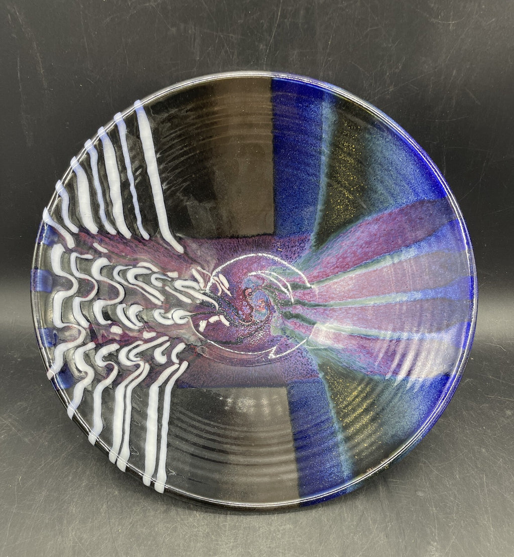Matthew Patton Studio Pottery Bowl - Hand-Painted Abstract Ceramic, 11"