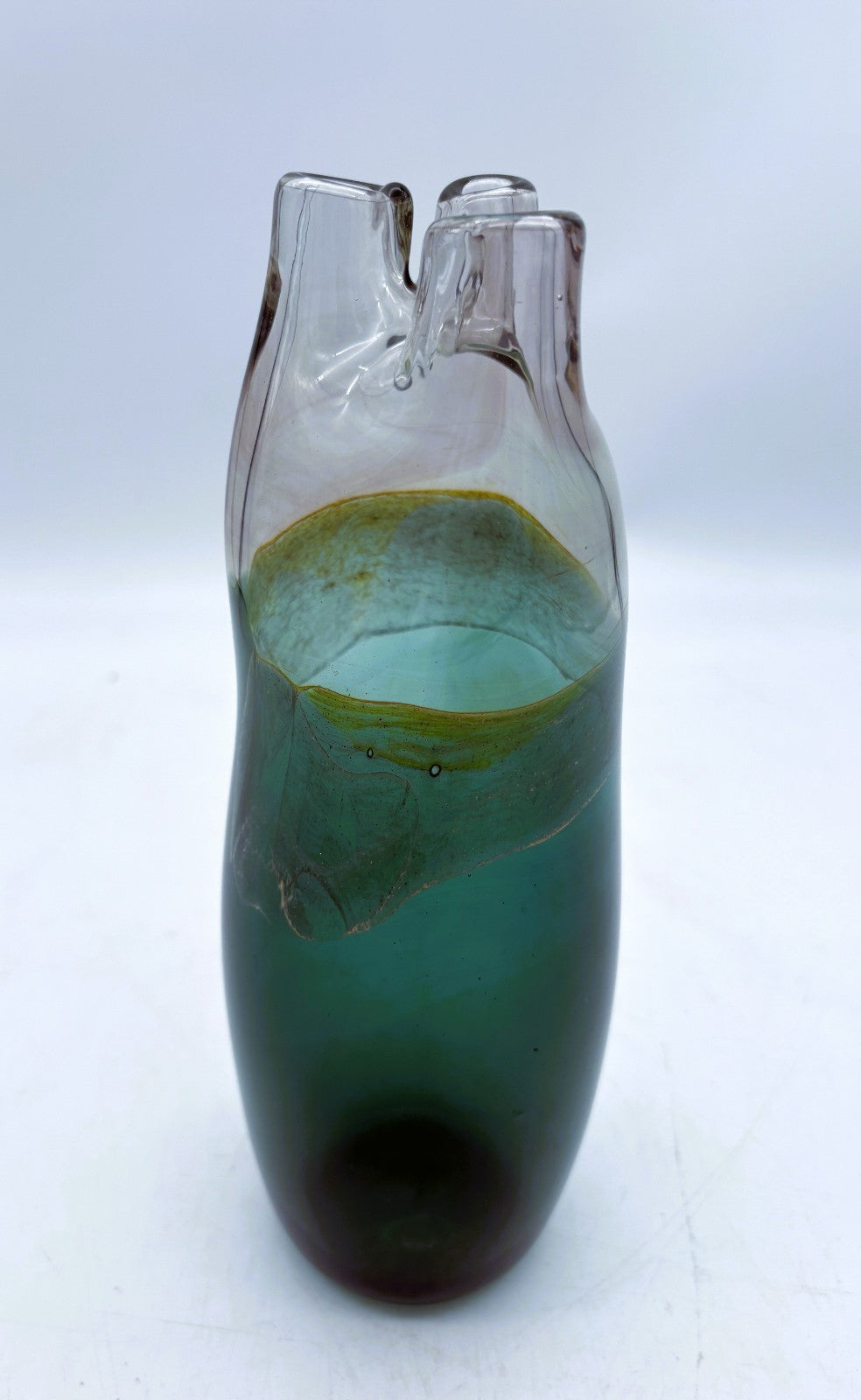 CRAIG ZWEIFEL Hand Blown Art Glass VASE Studio Art Early 1973 Triple Neck Vase