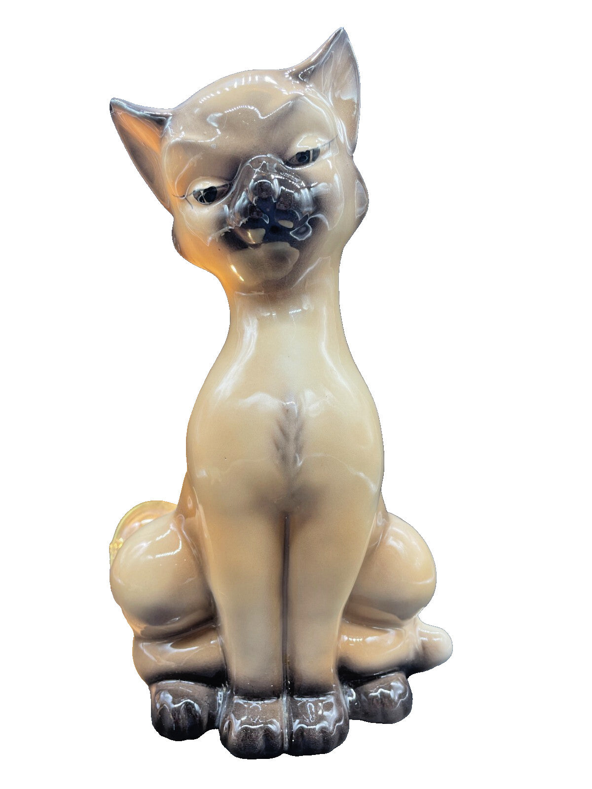 Vintage 1950s Maddux of California Siamese Cat TV Lamp - Mid-Century Ceramic 12"