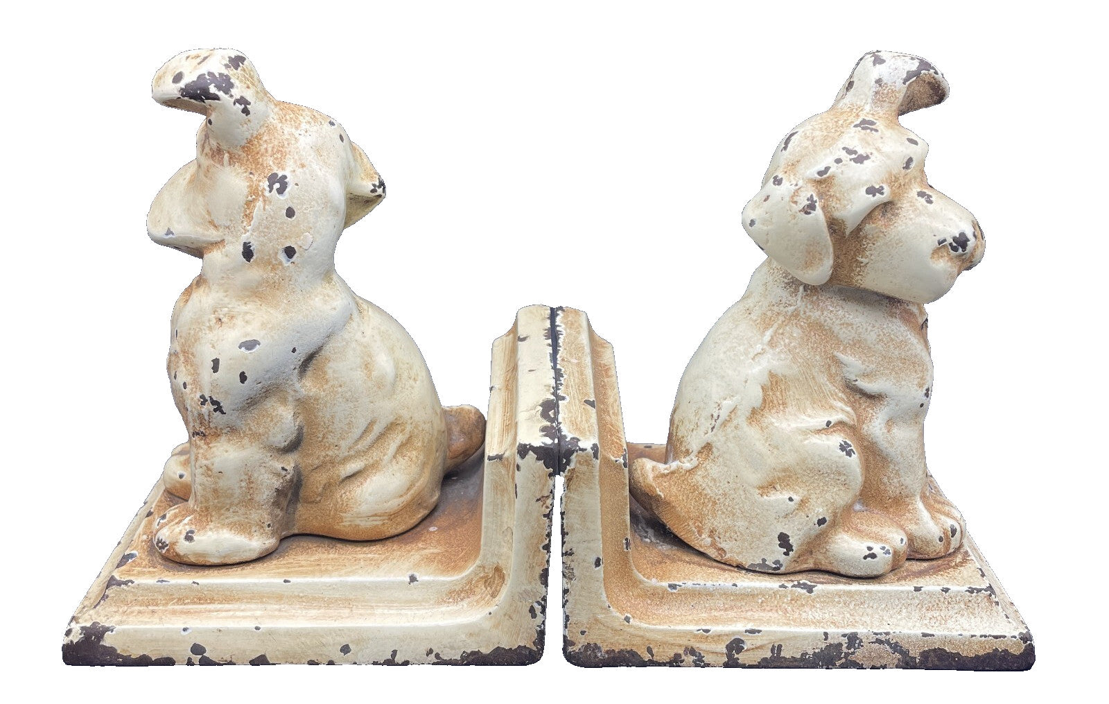 Antique Littco Cast Iron Puppy Bookends - 1920s Littlestown Foundry PA