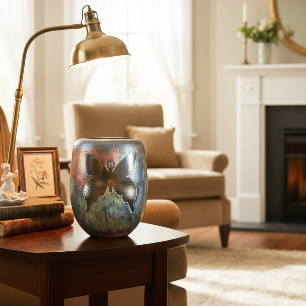Harold Long Raku Pottery Vase American Butterfly