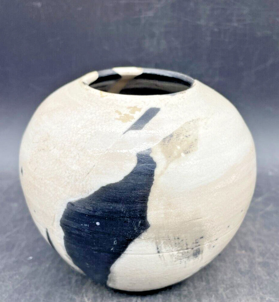 Signed Studio Art Pottery Vase - Bohemian Earth Tones Handmade Vessel