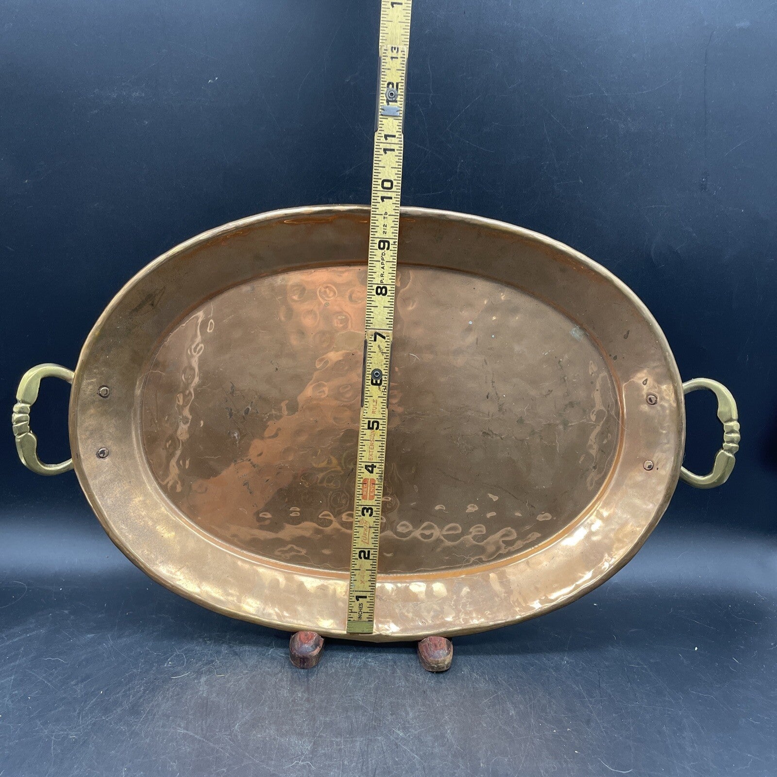 Copper Serving Tray with Handles - 16x10 Hammered Finish Cafe Style