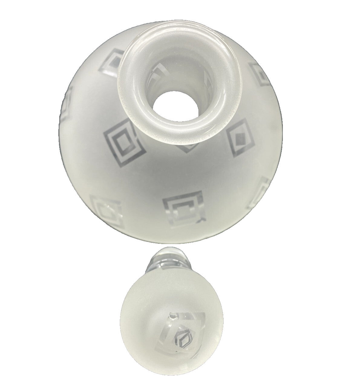 Art Glass Decanter Robert McCandless Signed, Etched Frosted Geometric Pattern