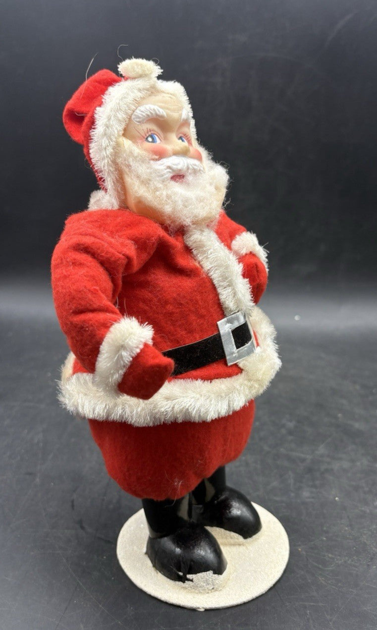 Vtg 50’s Rubber Face Santa Claus Figure Doll Felt Suit MCM Christmas Japan