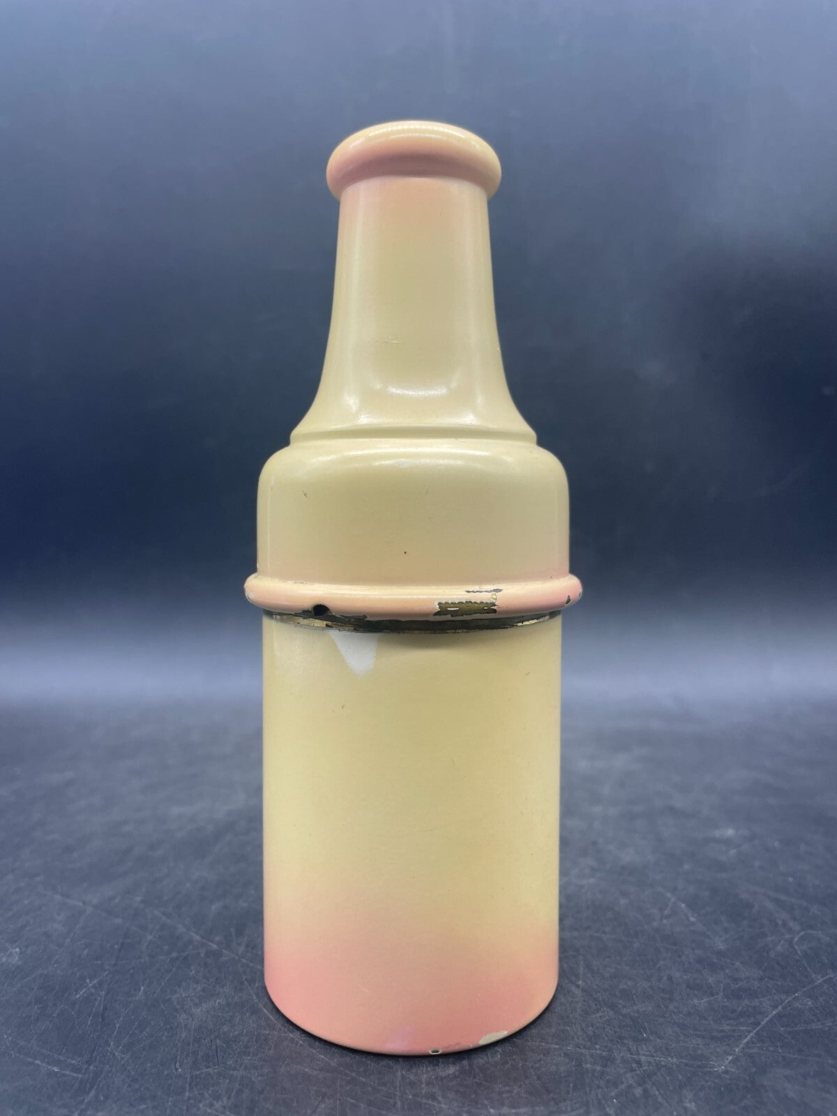 Rare Antique European Glass Perfume Bottle with Enamel Travel Case