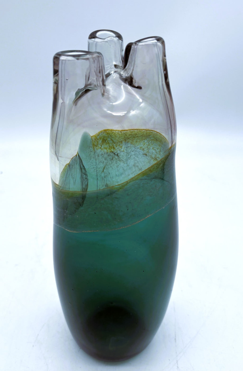 CRAIG ZWEIFEL Hand Blown Art Glass VASE Studio Art Early 1973 Triple Neck Vase