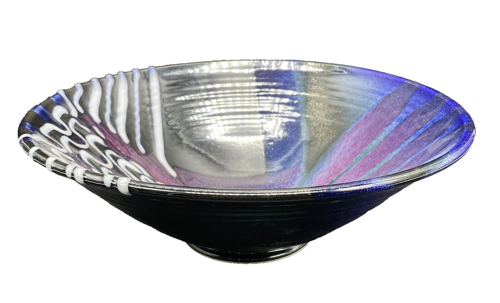 Matthew Patton Studio Pottery Bowl - Hand-Painted Abstract Ceramic, 11"