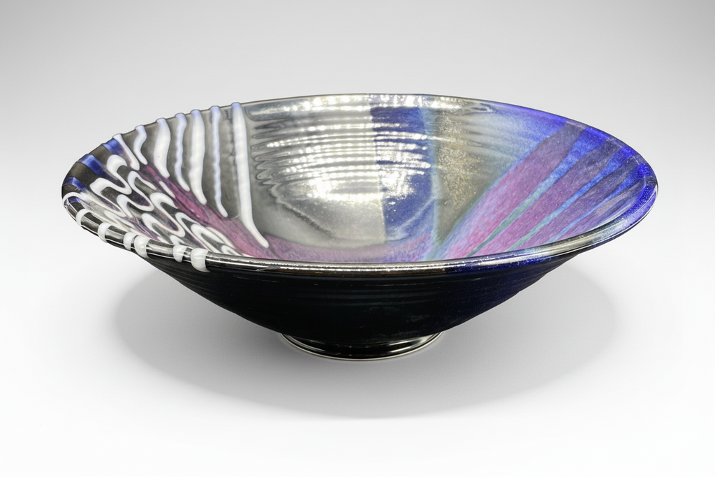 Matthew Patton Studio Pottery Bowl - Hand-Painted Abstract Ceramic, 11"