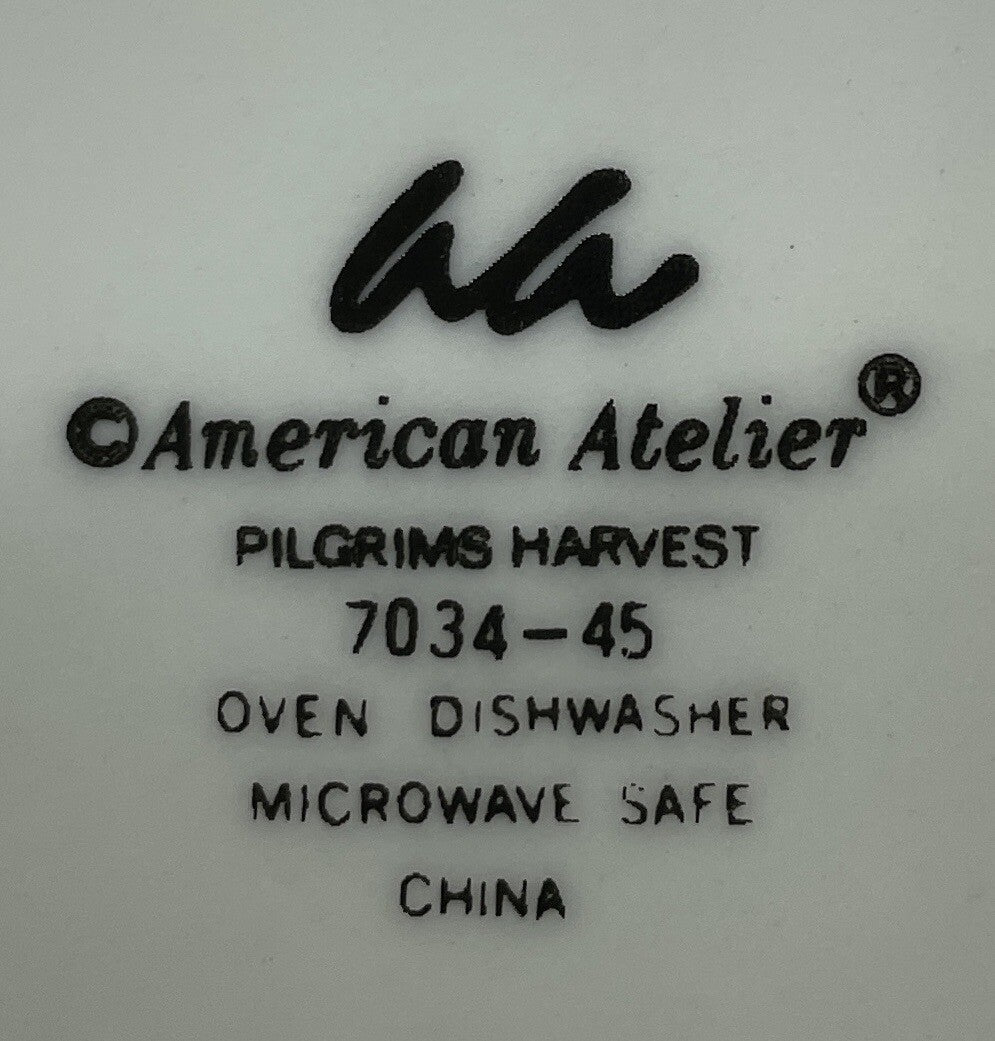 Pilgrim's Harvest Turkey Dinner & Salad Plate Set — American Atelier Thanksgiving