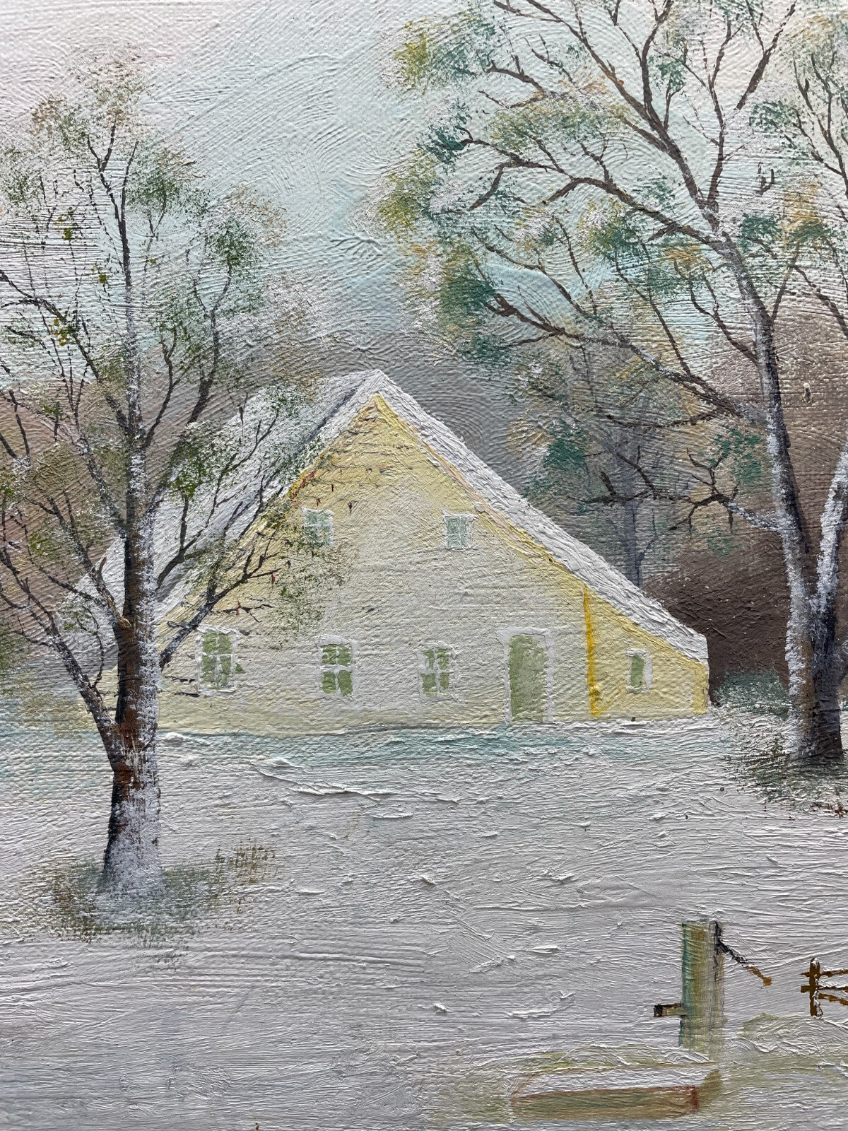 C. Reinhold Winter Landscape Oil Painting - PA Folk Art Framed 20" x 13"