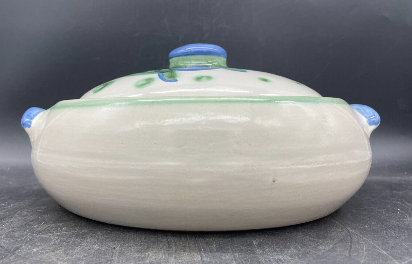 Vintage M.A. Hadley Pottery Covered Casserole - Blueberry Bouquet Signed 8"