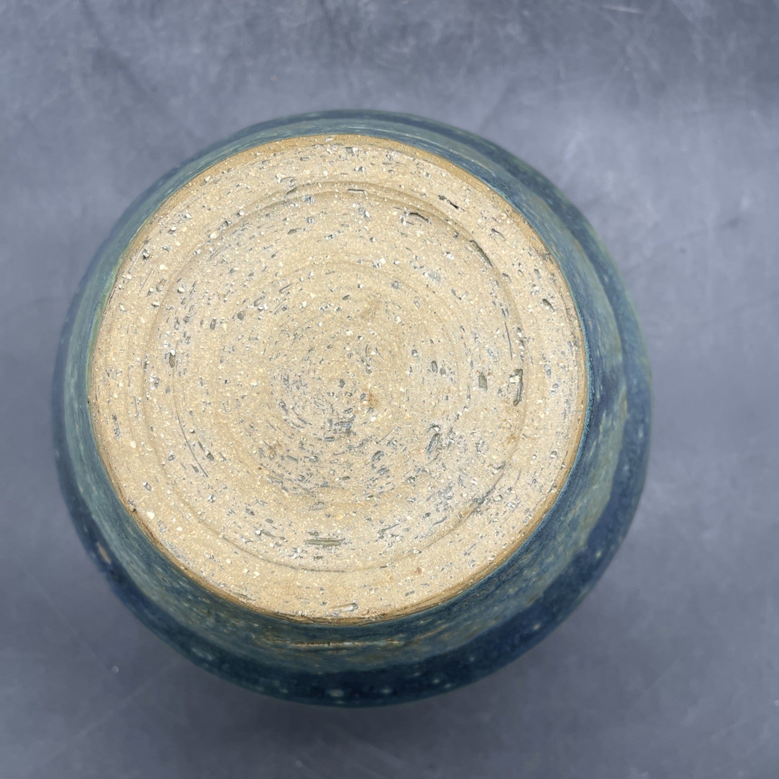 Vintage Signed Art Pottery Vase 5" x 6" Aqua Blue Green