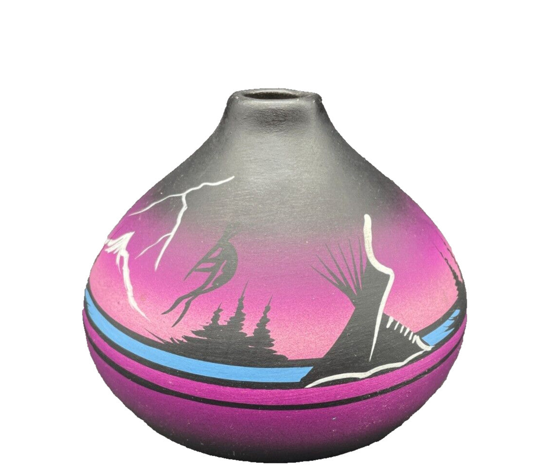 Native American Pottery Navajo Signed Vase Bowl Folk Art