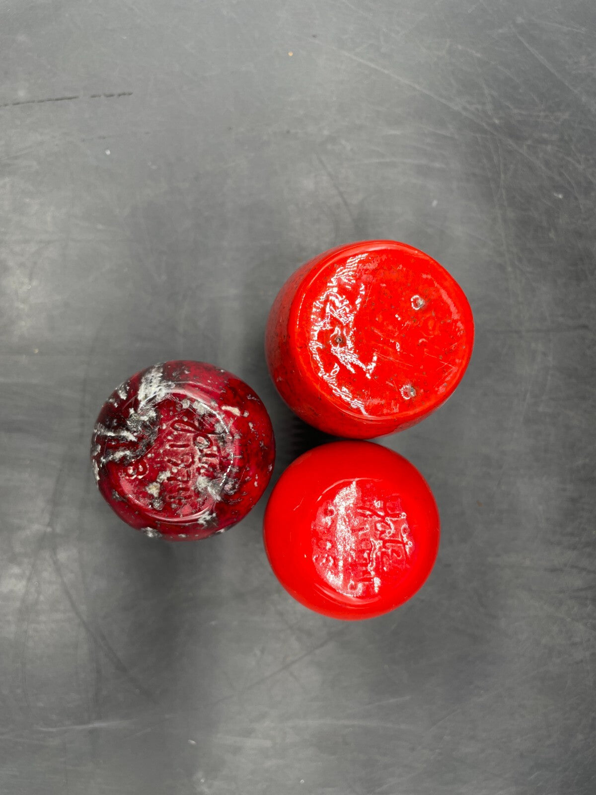 YATES Mid-Century Miniature Art Pottery 3pcs Red 1960-70's