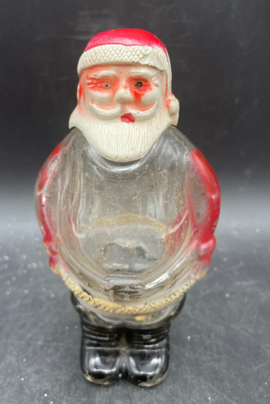 Vintage 1940s Millstein Santa Claus Glass Candy Container - Jeannette PA Christmas