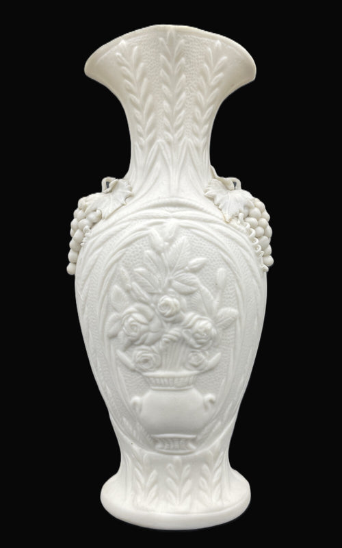 1847-1858  Bennington Parian Vase Roses & Grapes