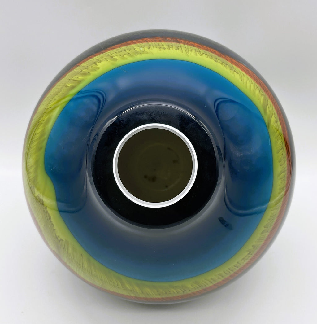 Ronald Guy Corrie Signed Studio Art Glass Vase - Hand Blown 8.5" Tall