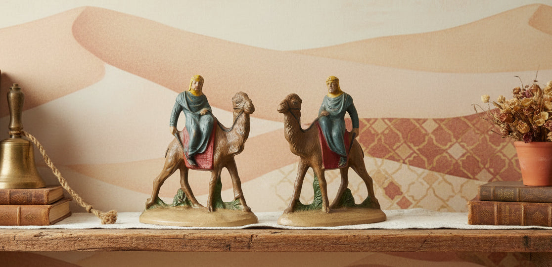 Antique CAST IRON ARABIAN MAN RIDING CAMEL BOOKENDS #418 Hubley Bedouin