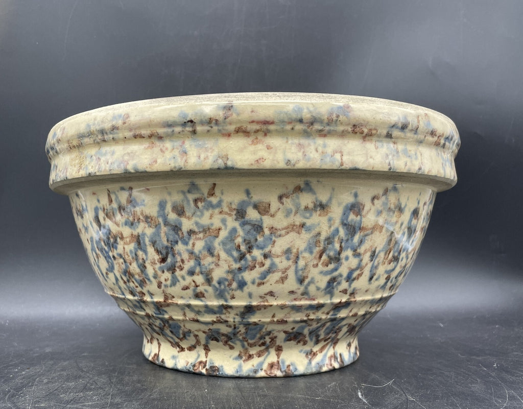 Antique Primitive Pottery Spongeware Mixing Bowl 10" x 5.75 Beautiful!