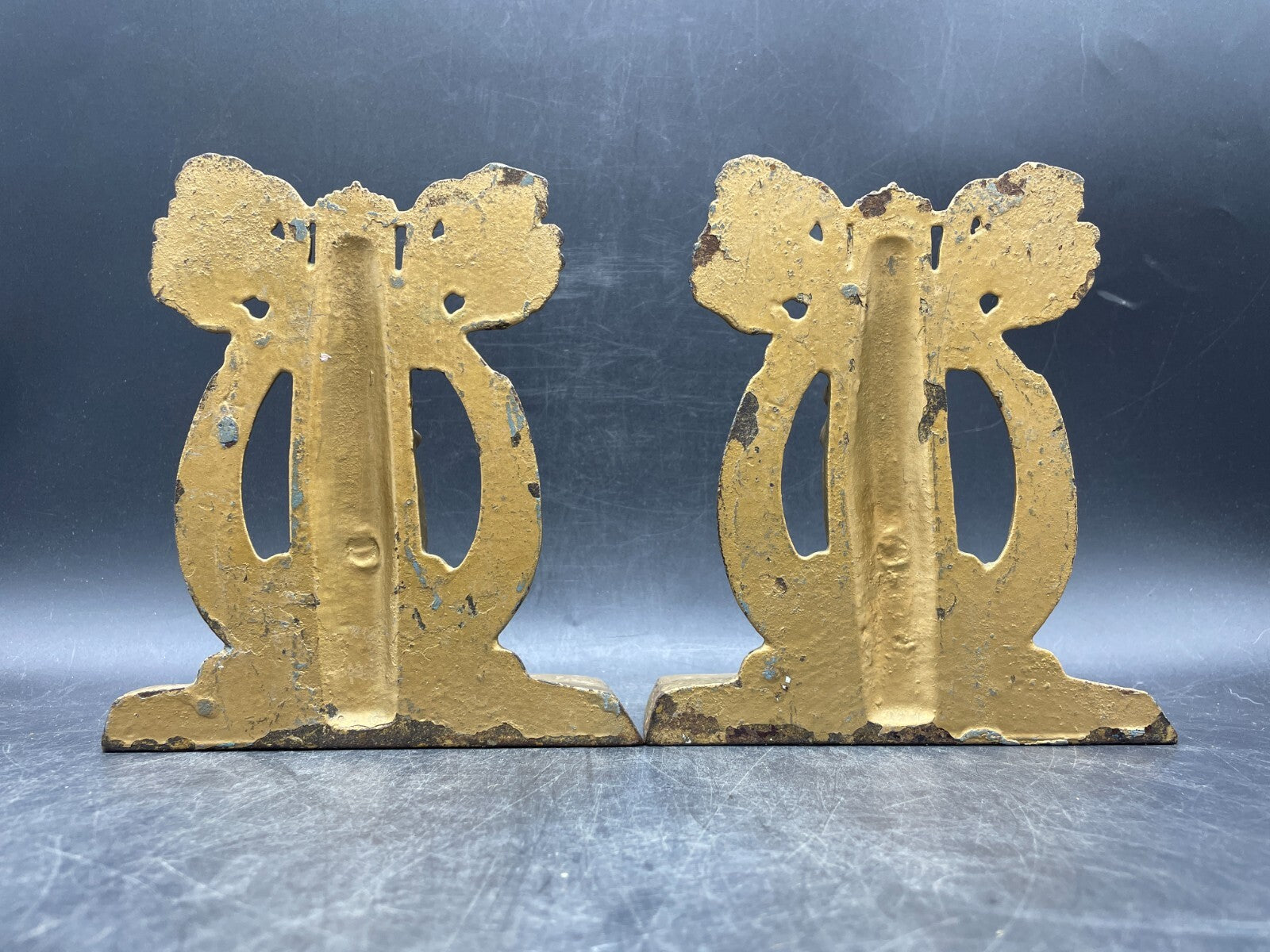 Rare 1925 Hubley Thespian Cast Iron Bookends - Drama & Comedy Theater Masks