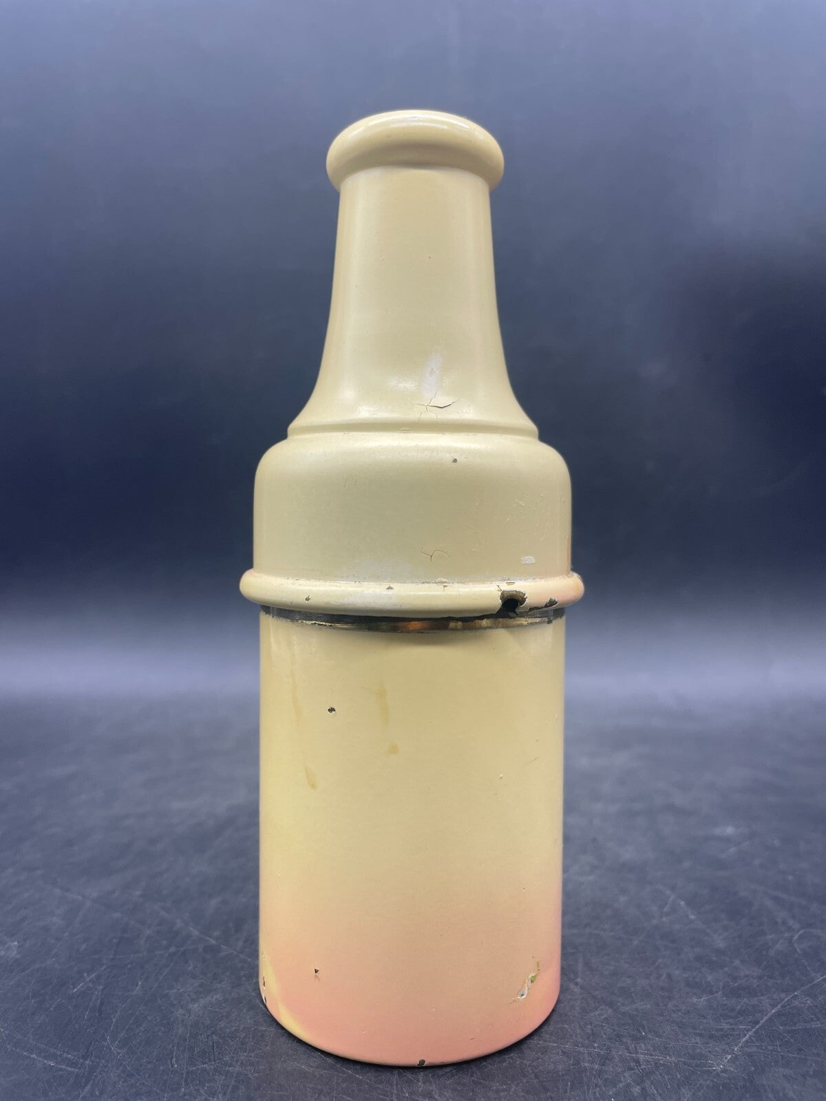Rare Antique European Glass Perfume Bottle with Enamel Travel Case