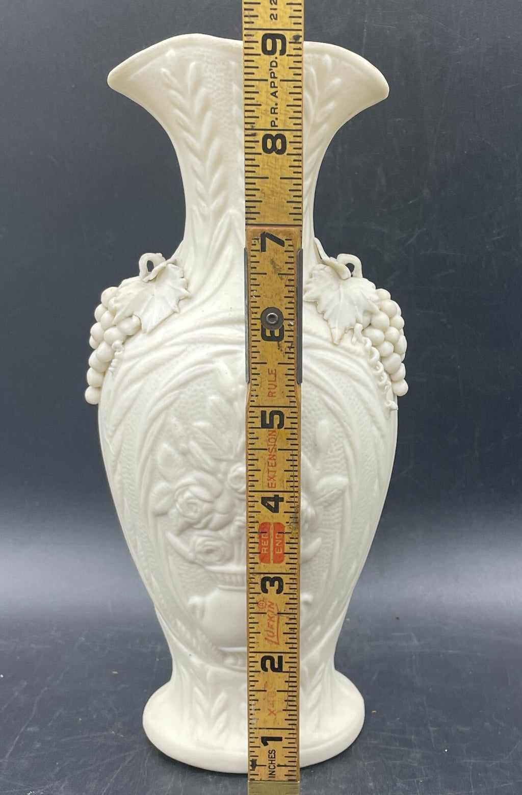1847-1858  Bennington Parian Vase Roses & Grapes