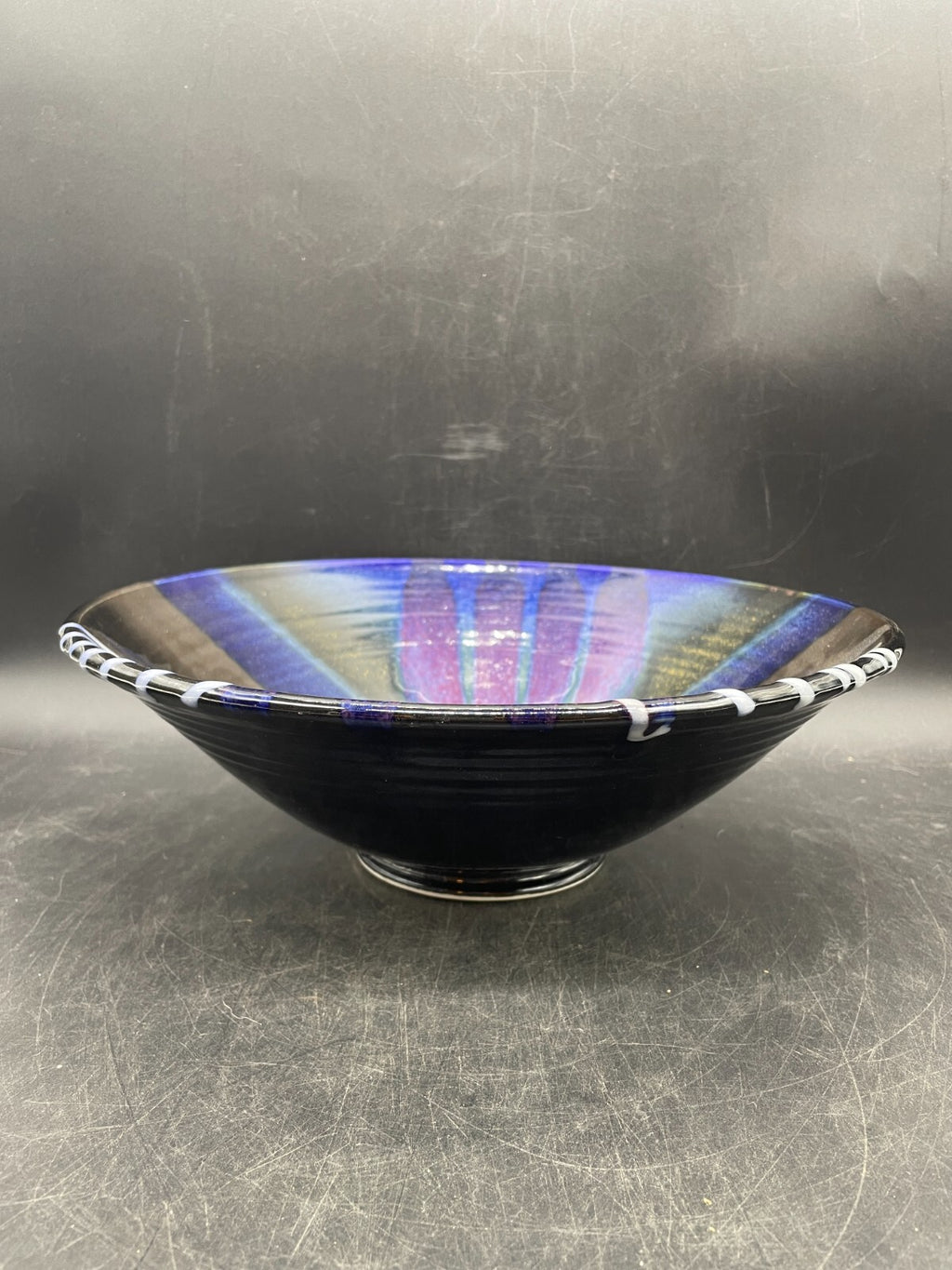 Matthew Patton Studio Pottery Bowl - Hand-Painted Abstract Ceramic, 11"