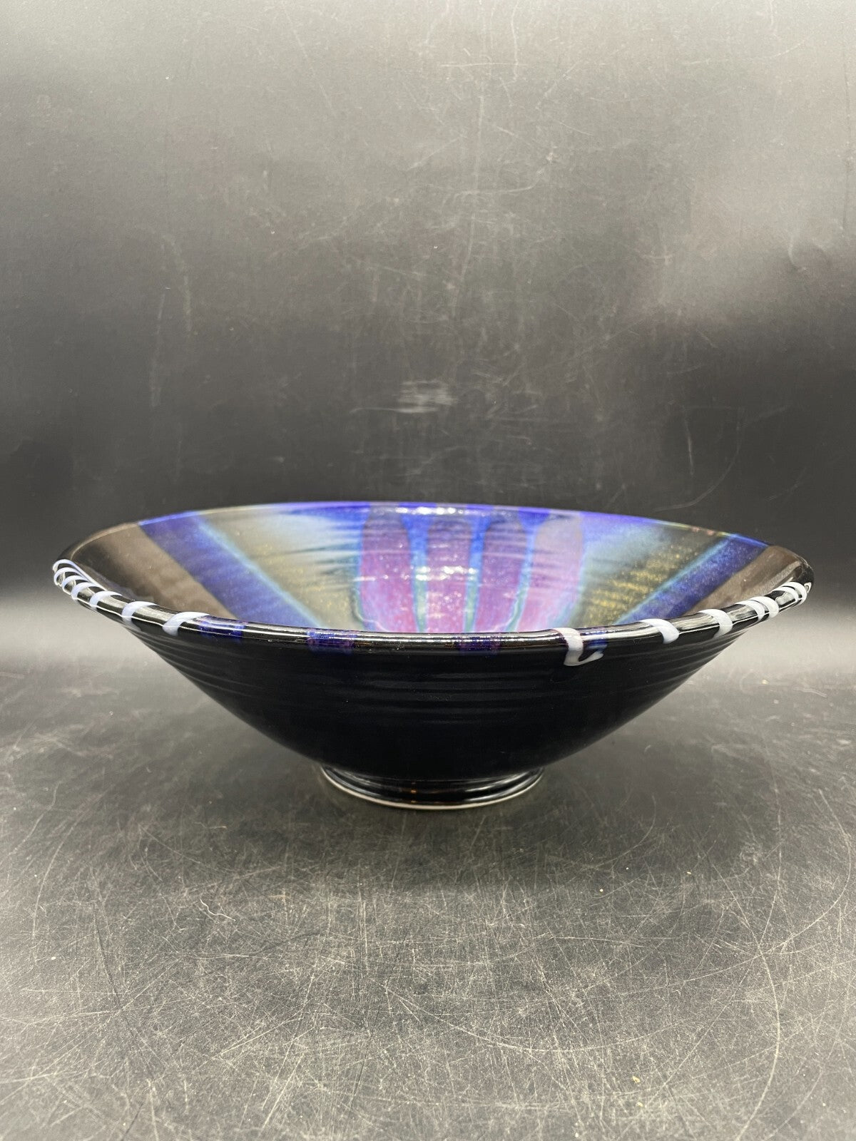 Matthew Patton Studio Pottery Bowl - Hand-Painted Abstract Ceramic, 11"