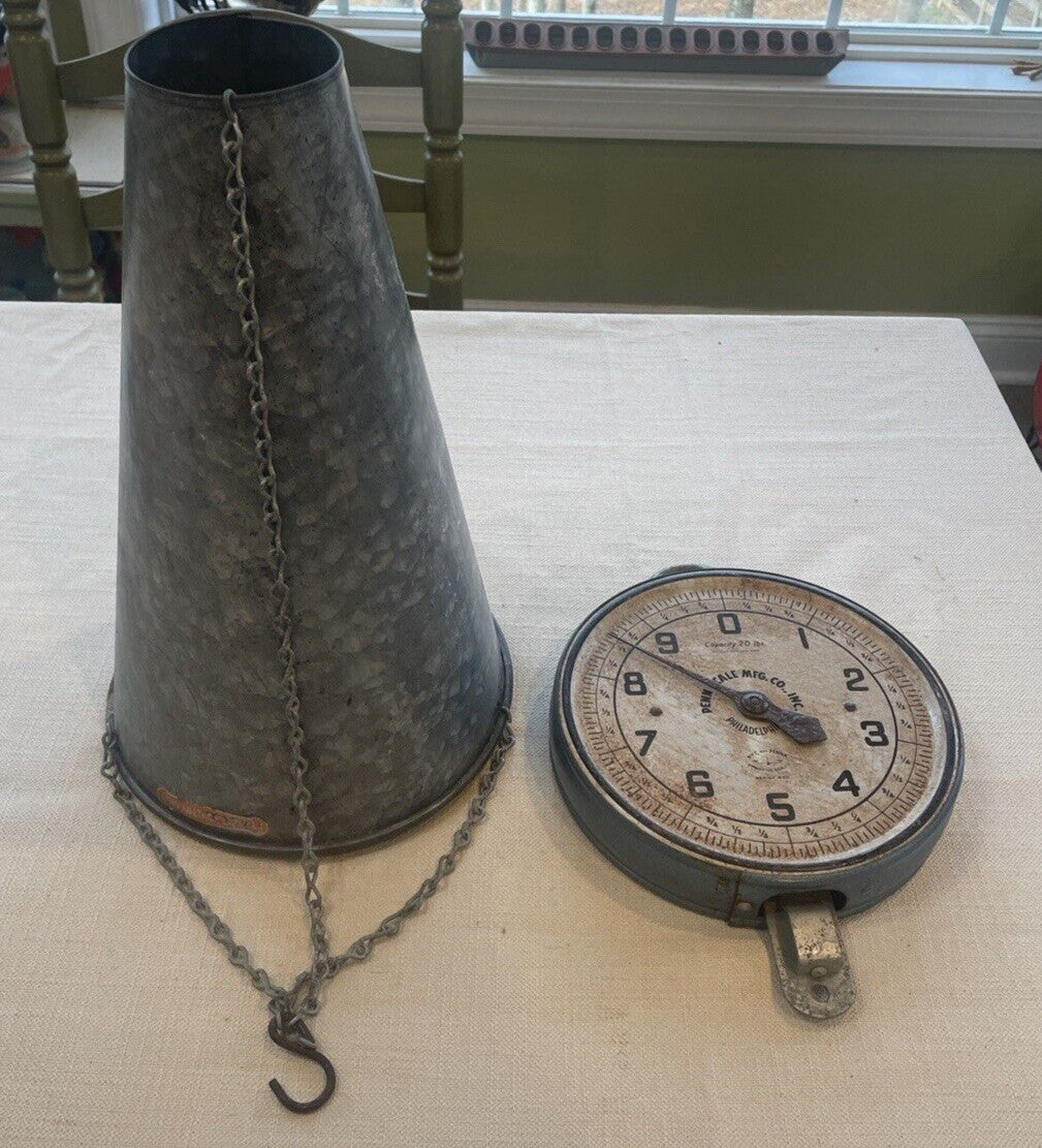 Vintage Penn Scale Hanging Chicken Scale - Rare Primitive Farmhouse Antique