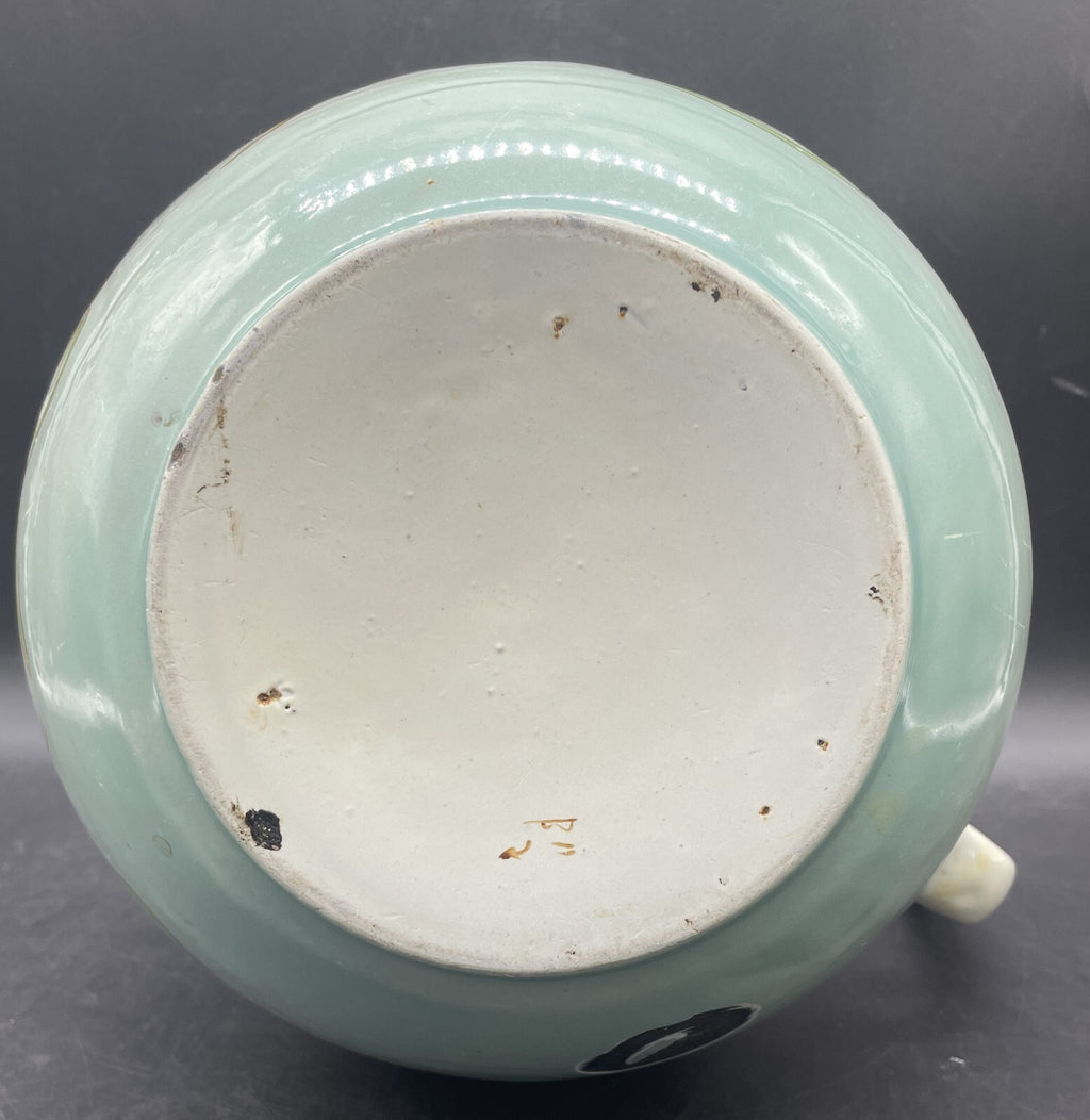 Antique French Country Enamel Pitcher - Large 11" Floral Boudoir Pitcher 1900-1919